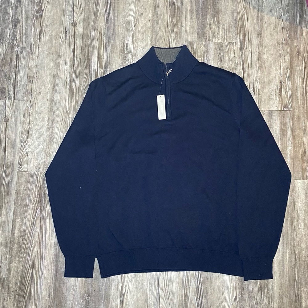 Land’s End Men's Navy Half-Zip Sweater Size L